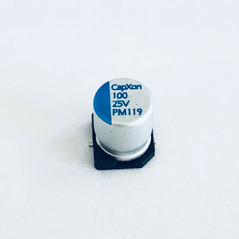 Solid Aluminum Electrolytic Capacitors SMD type PM Series 100μF 25V size 6.3*7.7mm